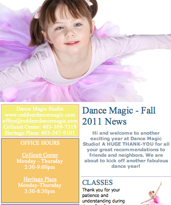 DM_Newsetter Red Deer Dance Magic Fall 2011 Newsletter