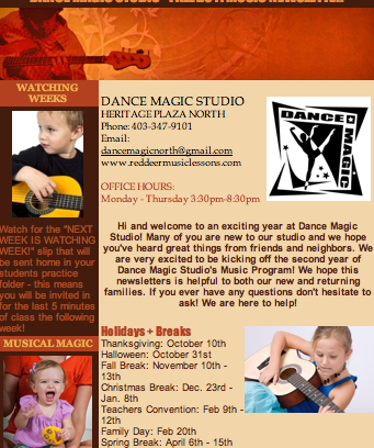 FallMusicNewsletter Fall 2011 Music Newsletter - Dance Magic